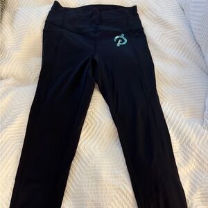 Peloton Black Leggings with Teal Logo Accent